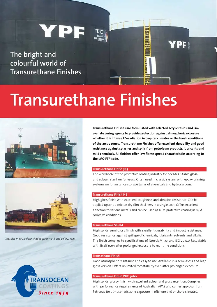 Transurethane Finishes official product flyer