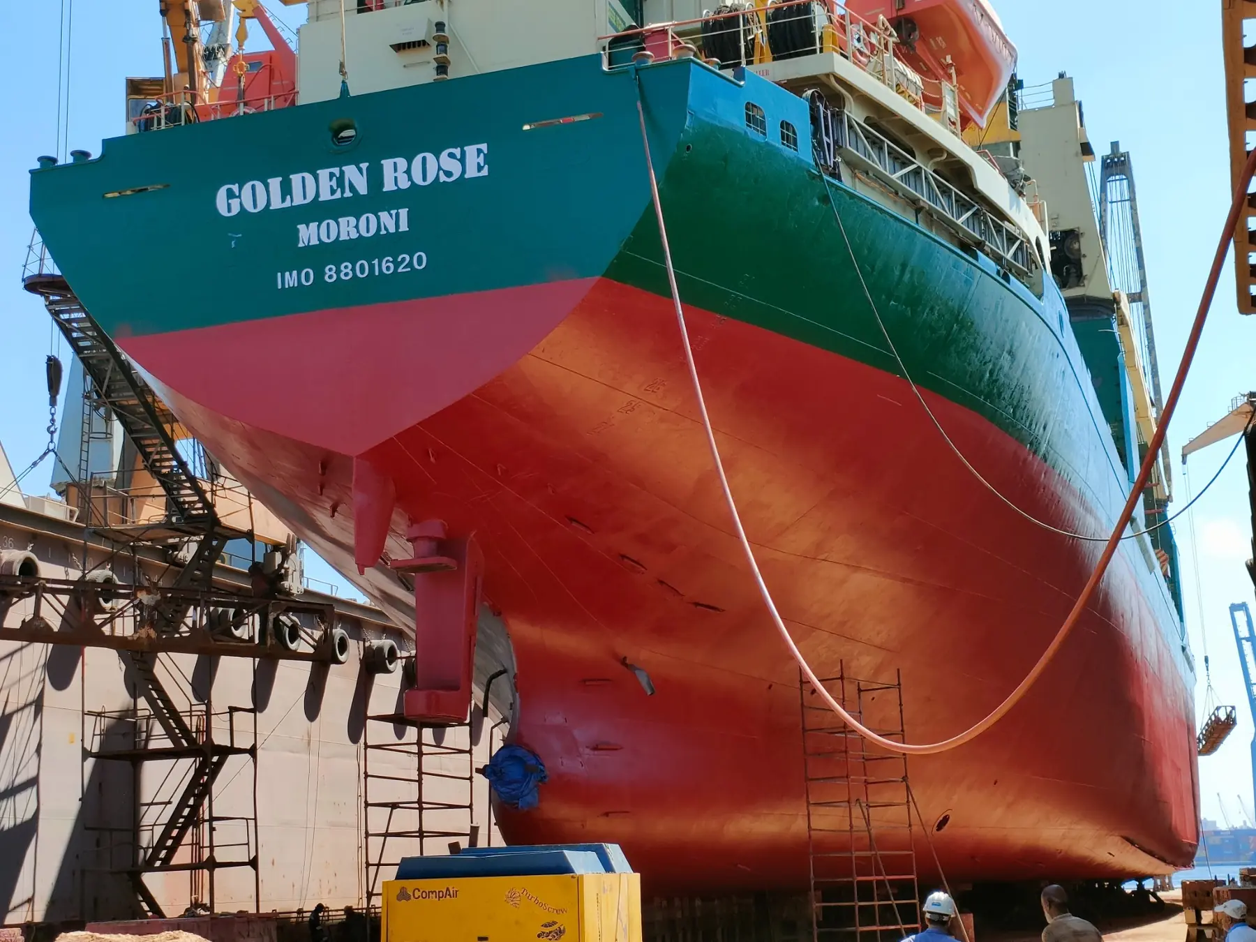 Golden Rose completed stern finish