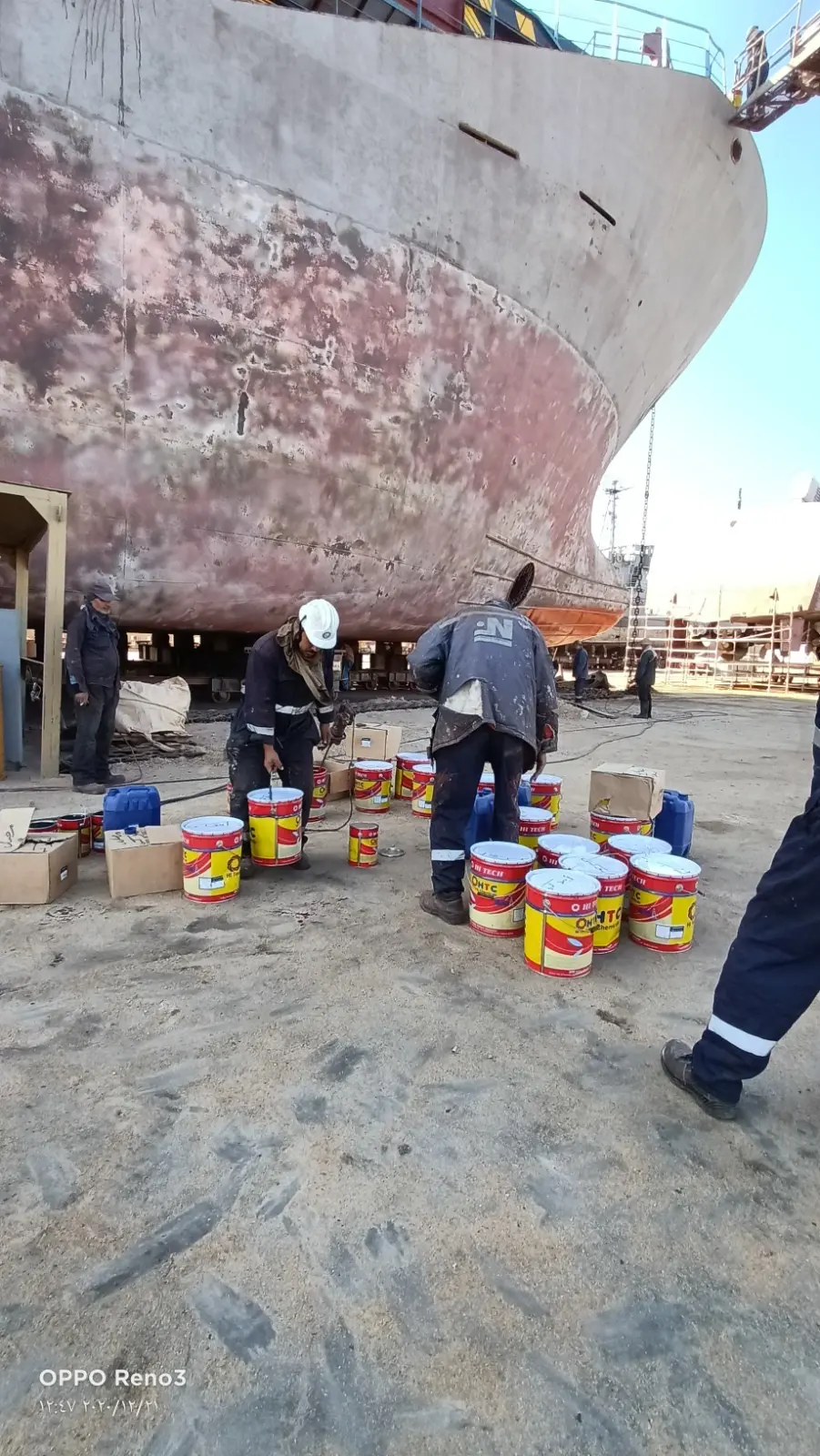 HTC materials arranged at the dry-dock work area