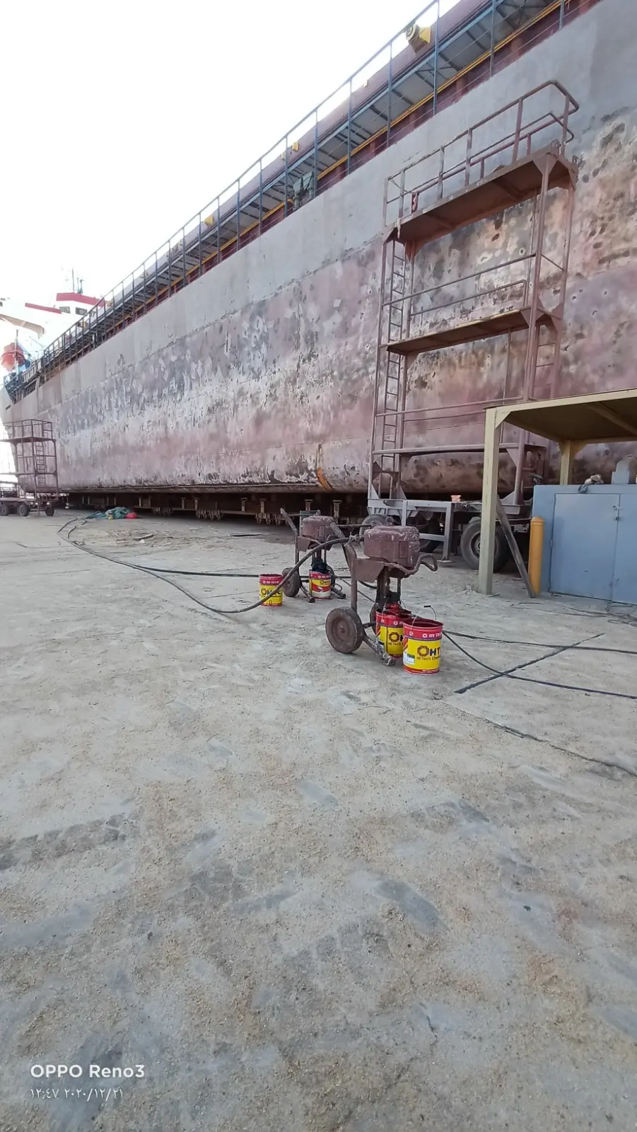 HTC worksite setup beside a prepared hull