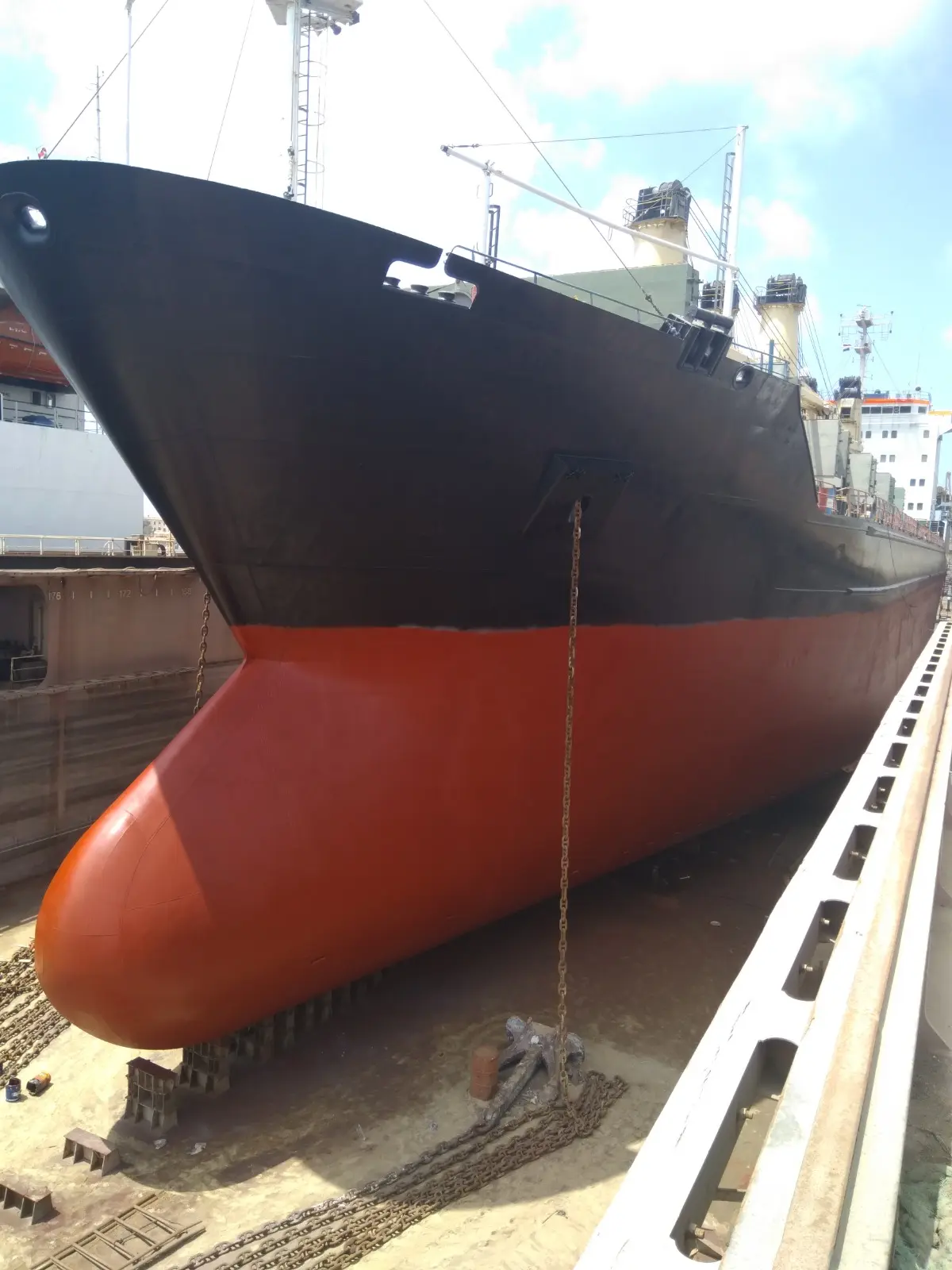 Completed black and red hull finish